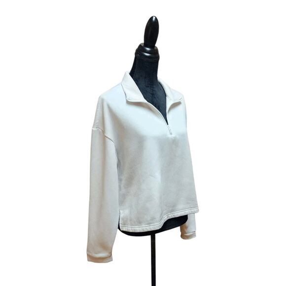 Adidas Women's Aeroready Game and Go Quarter-Zip White Fleece Top Plus Size 2X - Picture 5 of 8